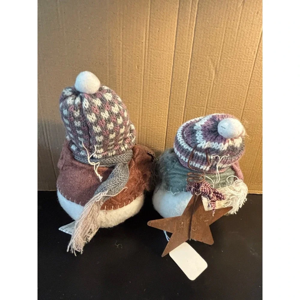 2 Plush Snowman Christ Snowman Christmas Decorations with Ice Cream Cones